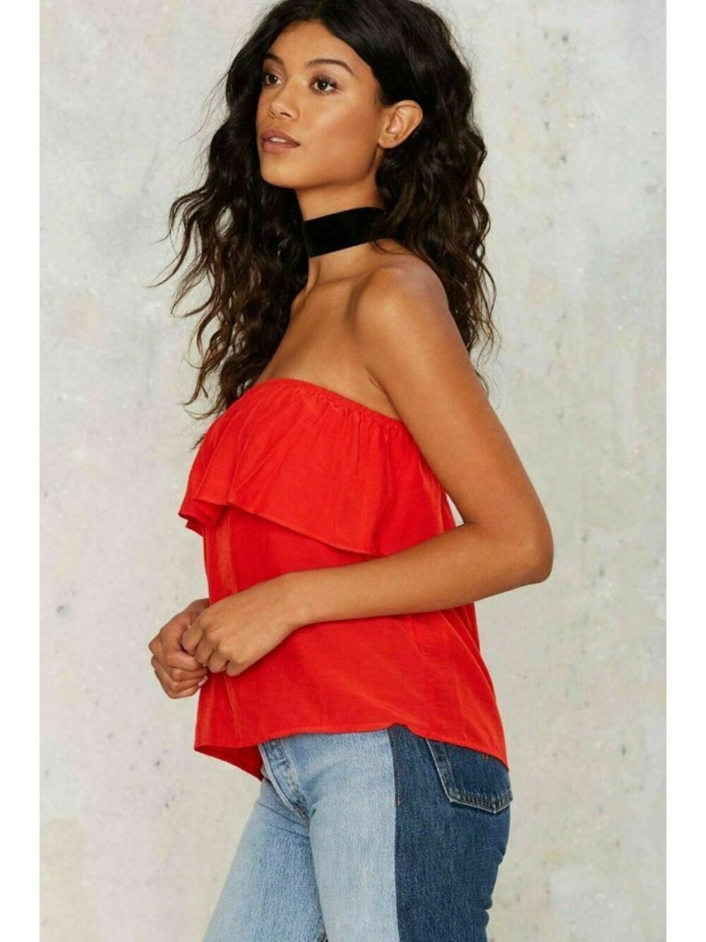 Nasty Gal Private Practice Strapless Ruffle Tube Top Red Size M Women's NWT - Picture 4 of 13